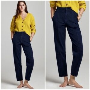 Pilcro Anthropologie Ultra High Rise Barrel Utility Jeans Tapered Dark Blue 31